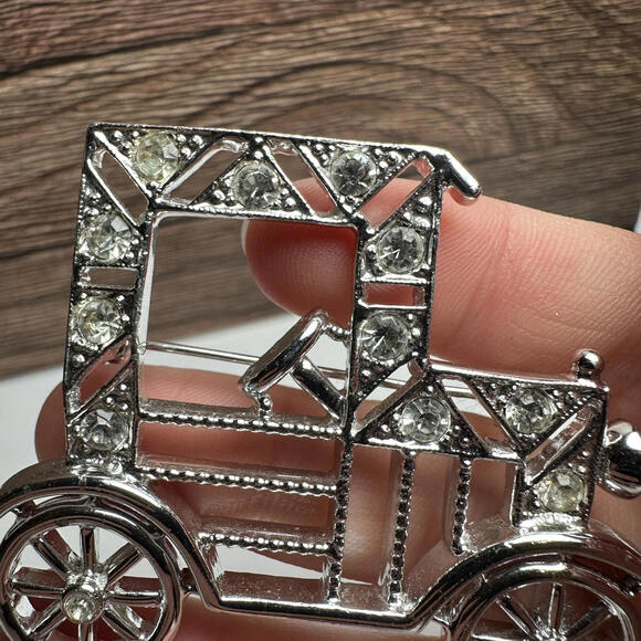 EMMONS Rhinestone Model T Retro Car Vehicle Brooch Pin Vintage Signed - Picture 8 of 10